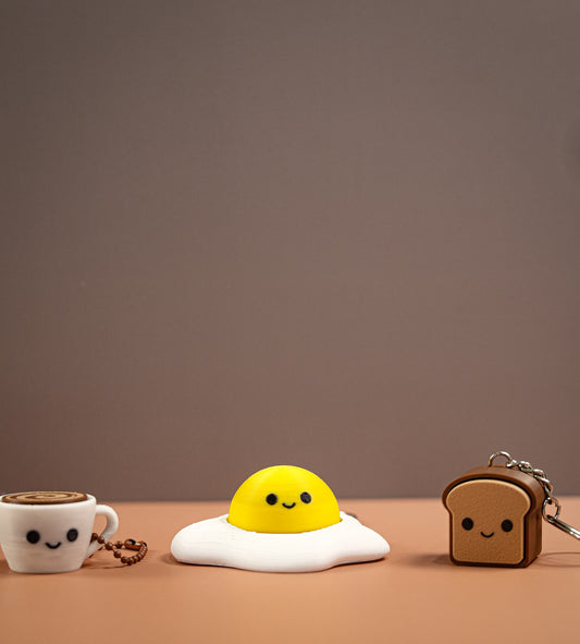 Cute Breakfast Clickers Keychain Set