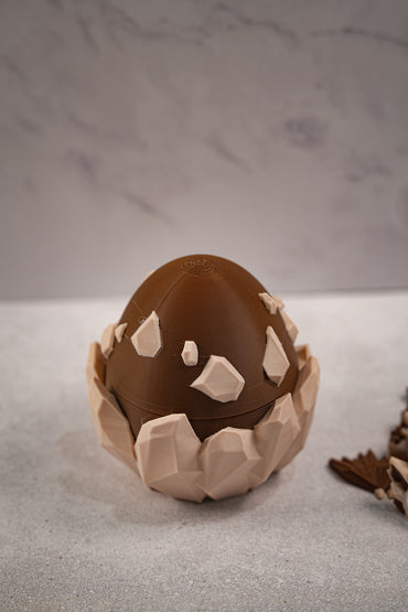 Brown Articulated 3D Printed Fantasy Dragon & Egg