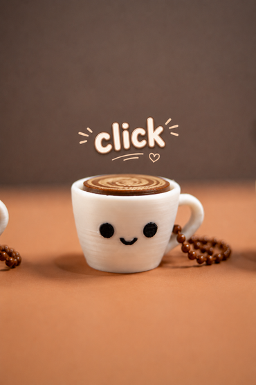 Cute Coffee Cup Clickers Keychain