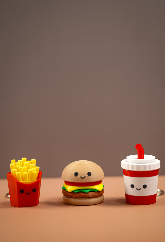 Cute Fast Food Clickers Keychain Set