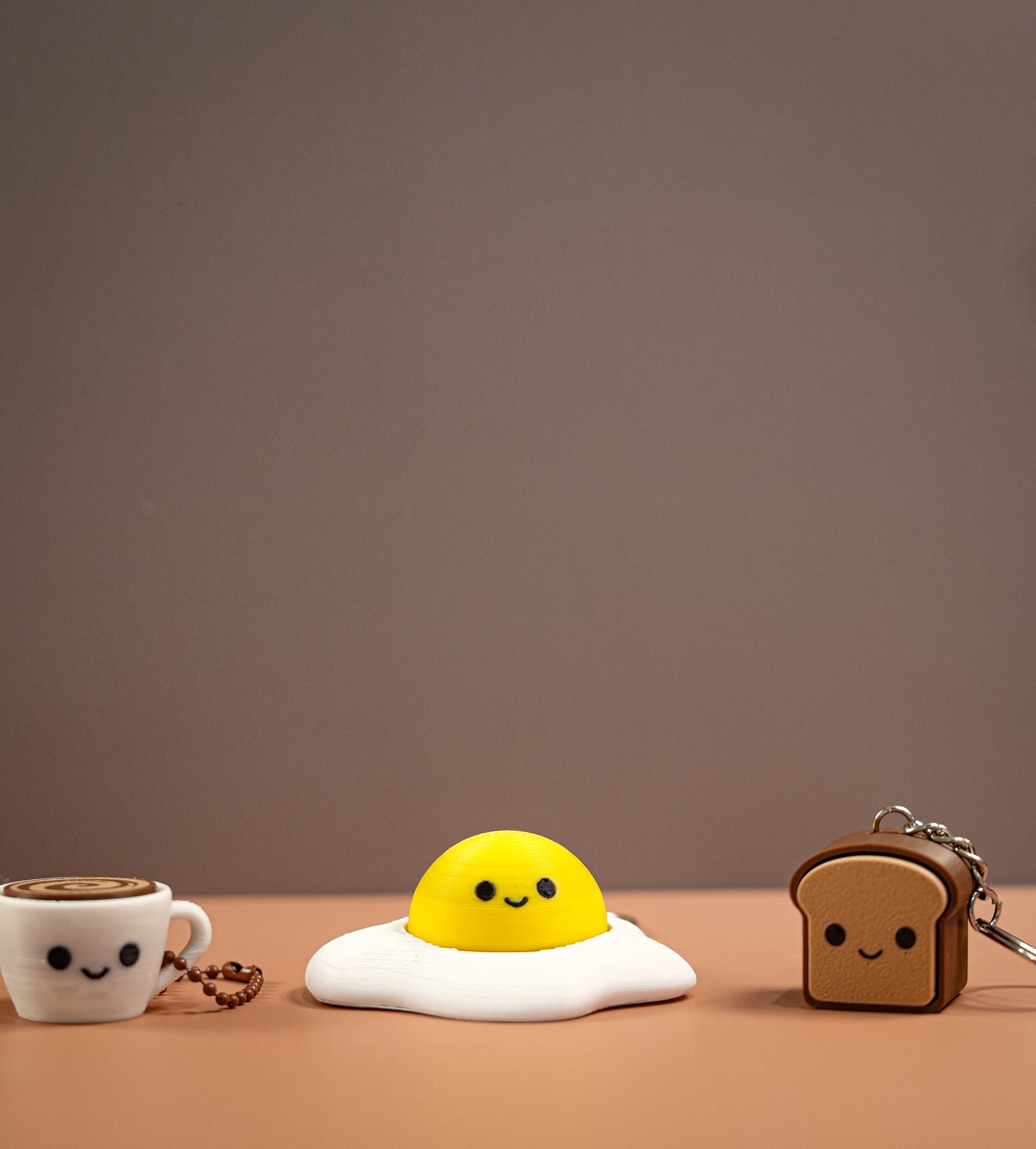 Cute Breakfast Clickers Keychain Set