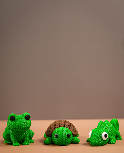 Frog, Turtle & Chameleon cute Knitted Reptiles