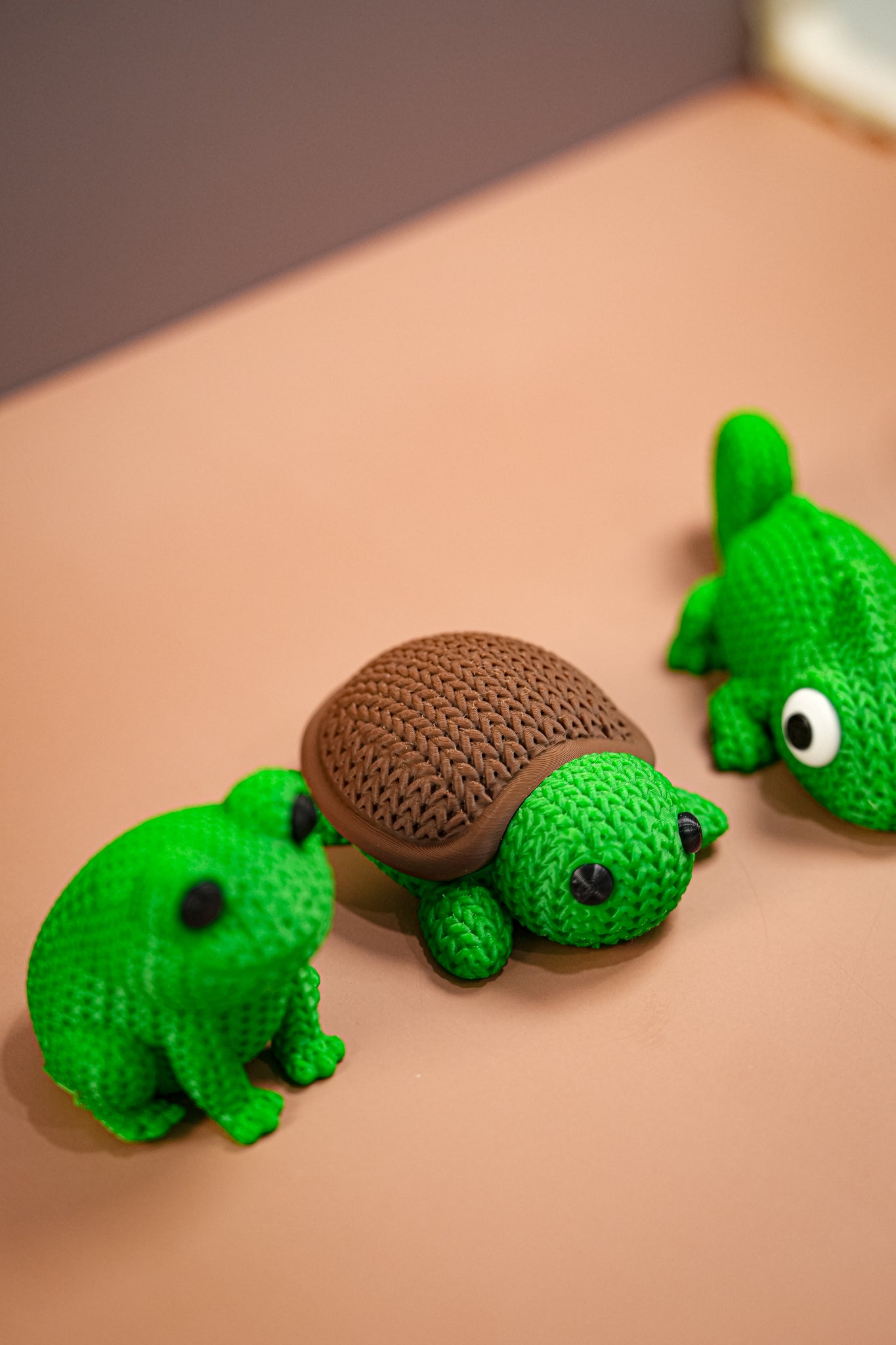 Frog, Turtle & Chameleon cute Knitted Reptiles