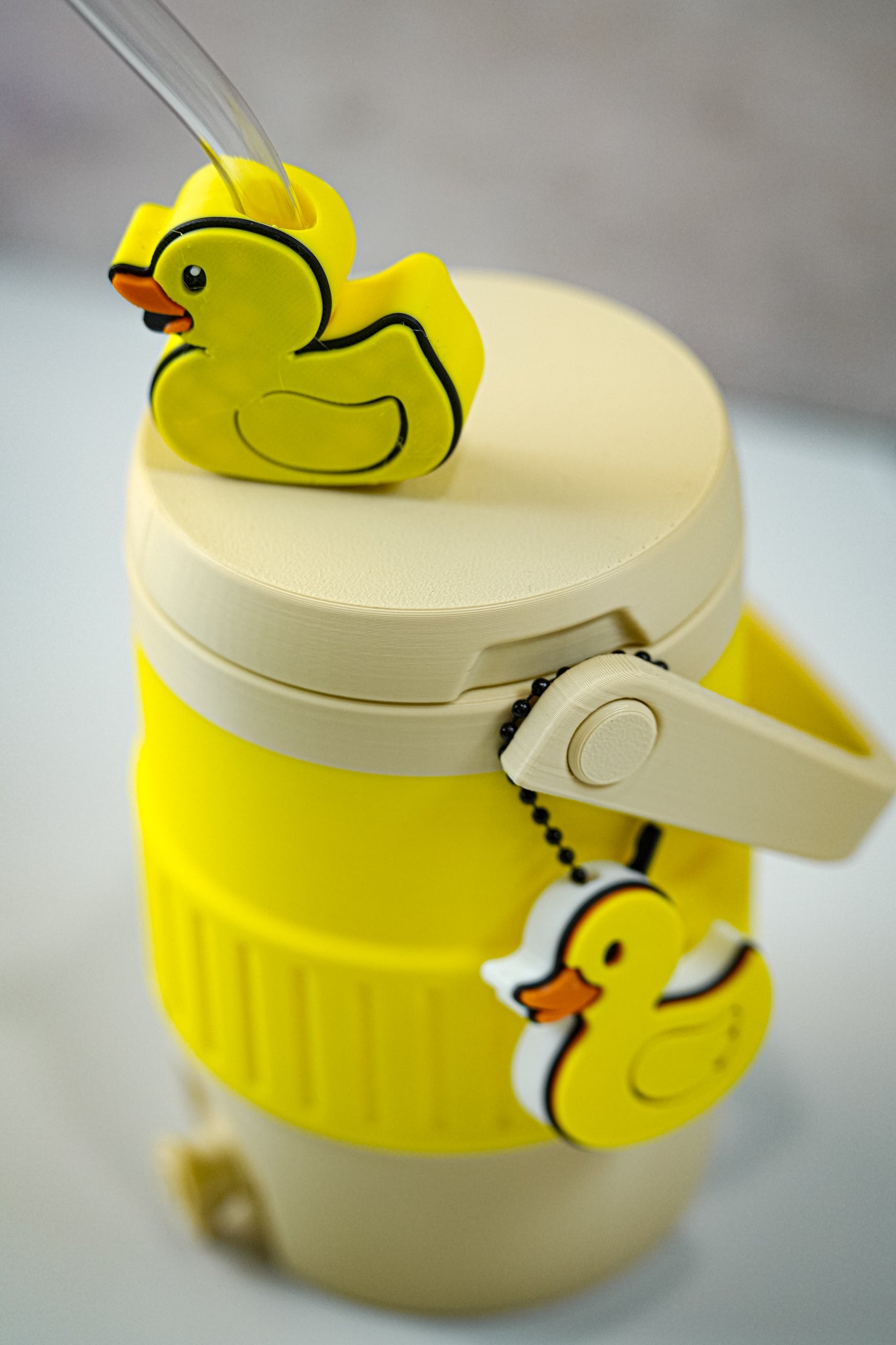 Duck 12oz Soda Can Holder Set | 3D Printed Can Sleeve with Duck Straw Topper & Matching Can Opener