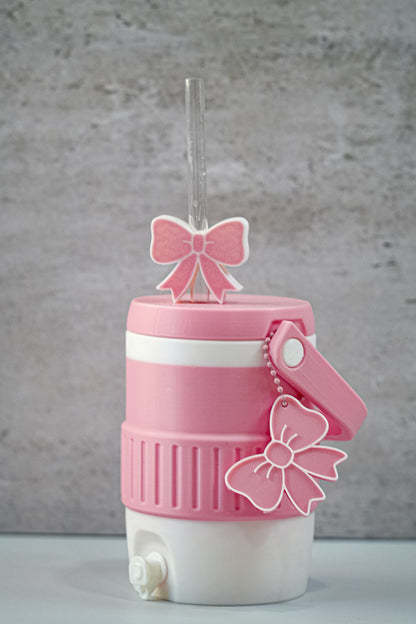 Cute Pink Bow 12oz Soda Can Holder | Includes Straw Topper & Can Opener