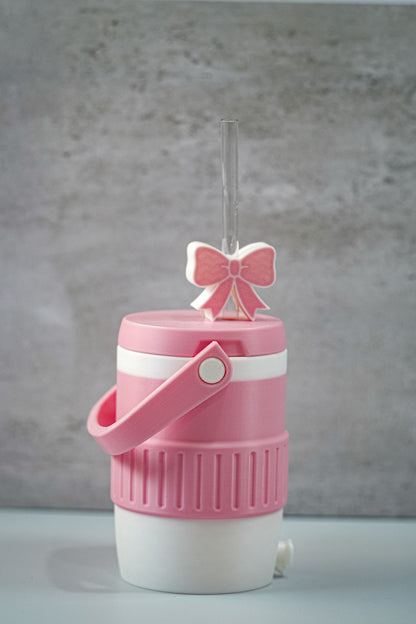 Cute Pink Bow 12oz Soda Can Holder | Includes Straw Topper & Can Opener