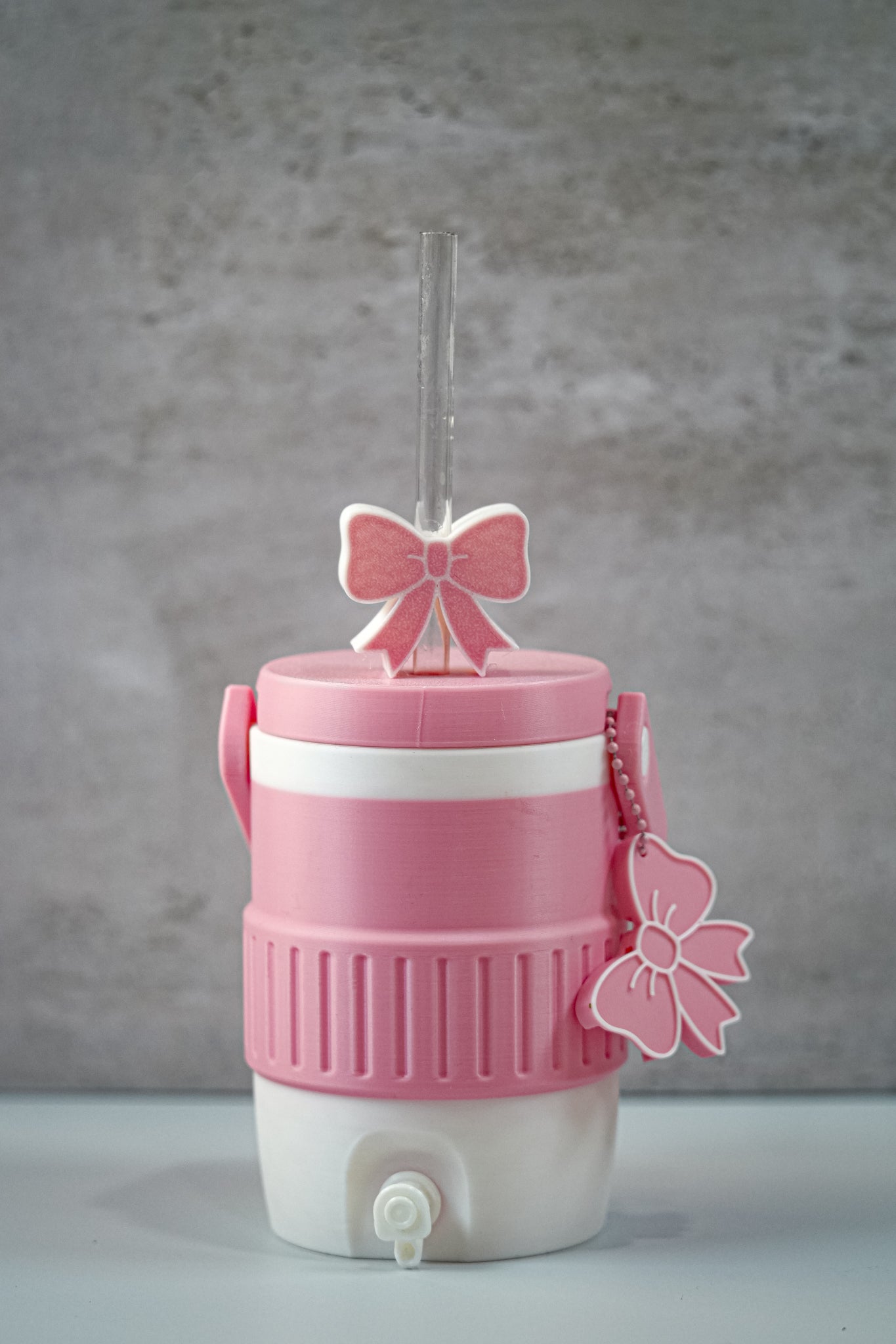 Cute Pink Bow 12oz Soda Can Holder | Includes Straw Topper & Can Opener