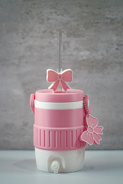 Cute Pink Bow 12oz Soda Can Holder | Includes Straw Topper & Can Opener