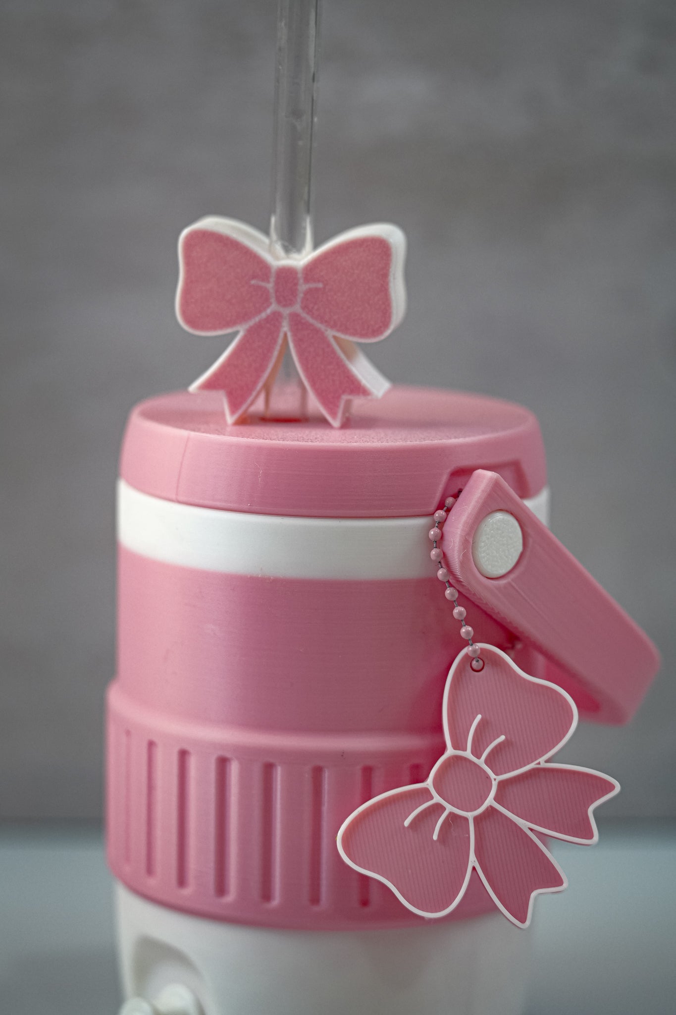 Cute Pink Bow 12oz Soda Can Holder | Includes Straw Topper & Can Opener