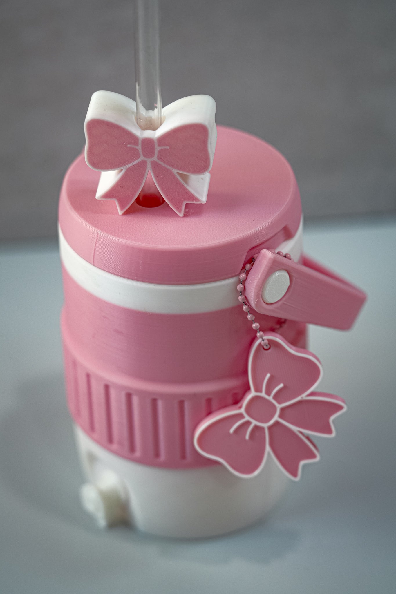 Cute Pink Bow 12oz Soda Can Holder | Includes Straw Topper & Can Opener