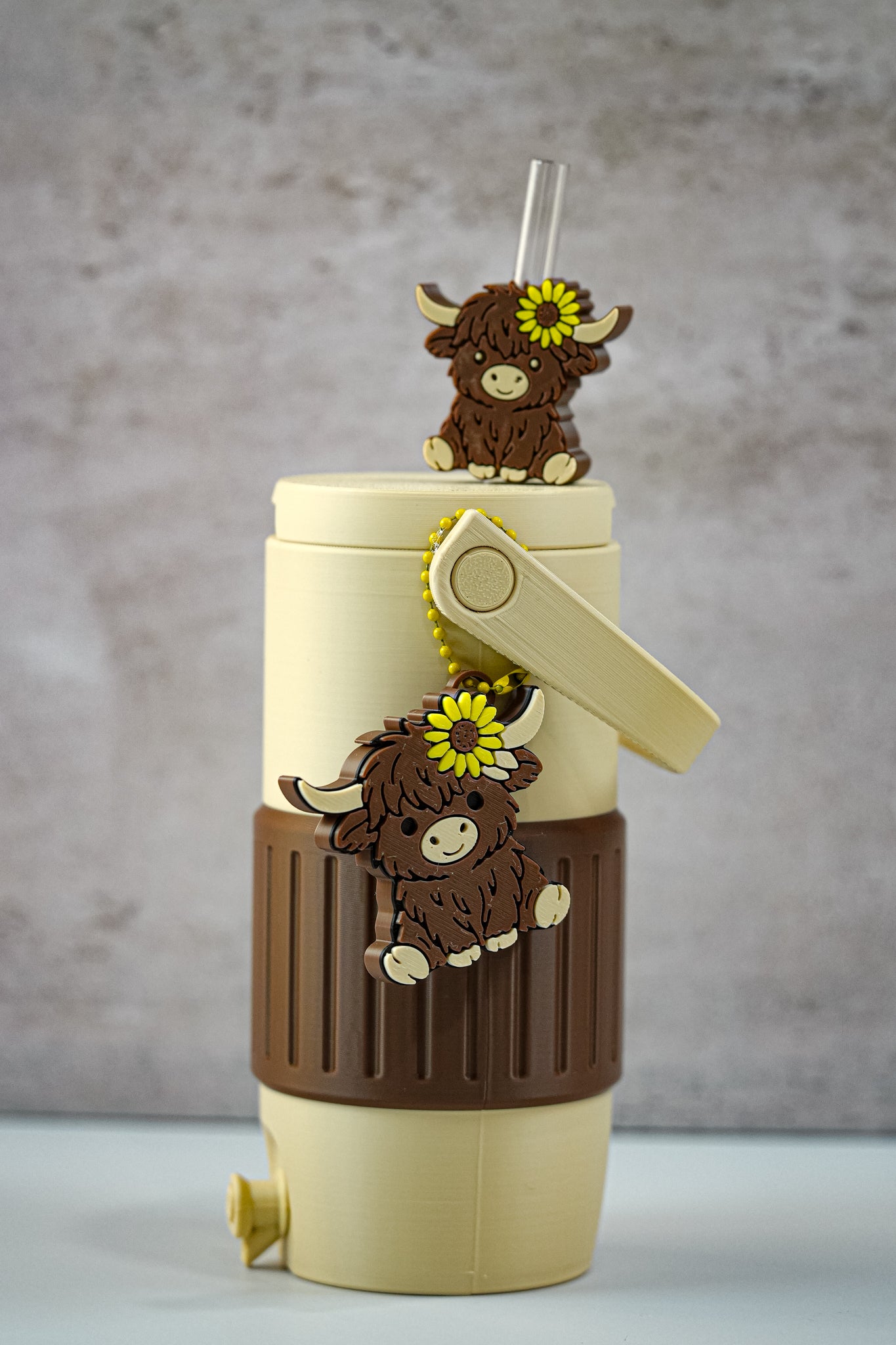 Sunflower Highland Cow 12oz Slim Can Holder