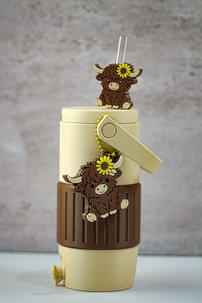 Sunflower Highland Cow 12oz Slim Can Holder