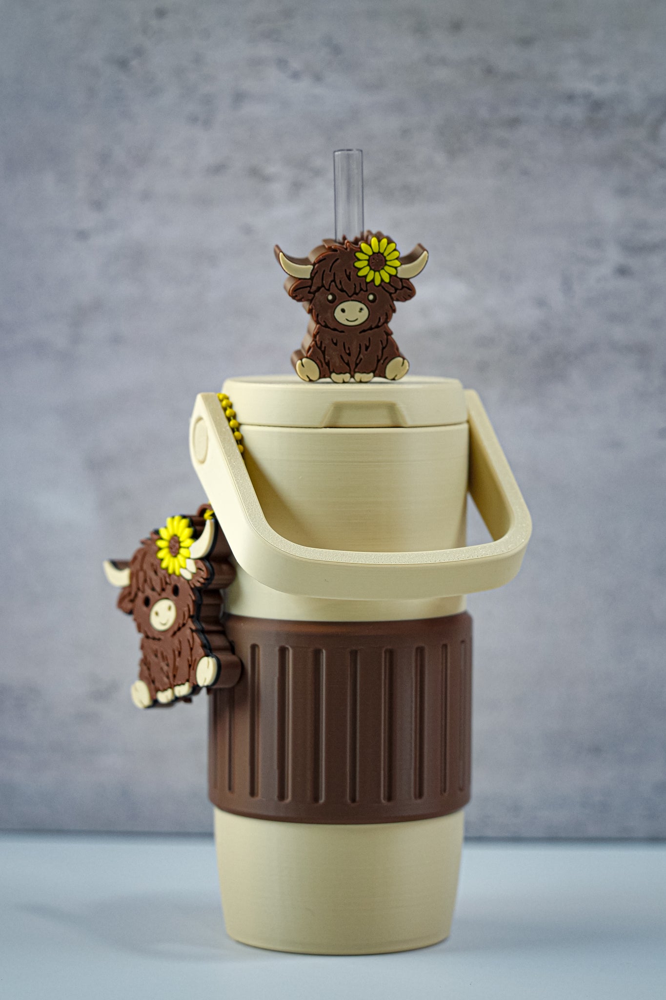 Sunflower Highland Cow 12oz Slim Can Holder