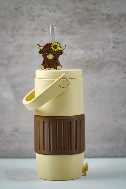 Sunflower Highland Cow 12oz Slim Can Holder