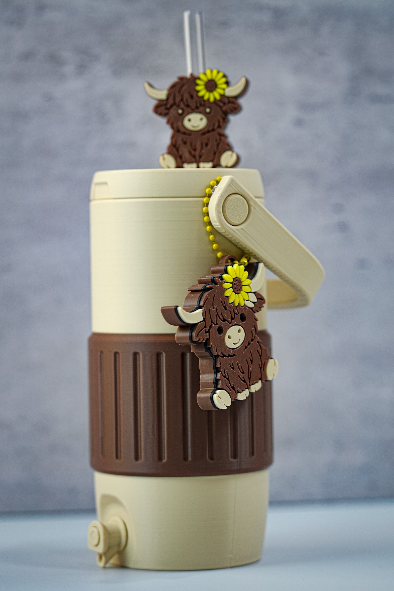 Sunflower Highland Cow 12oz Slim Can Holder