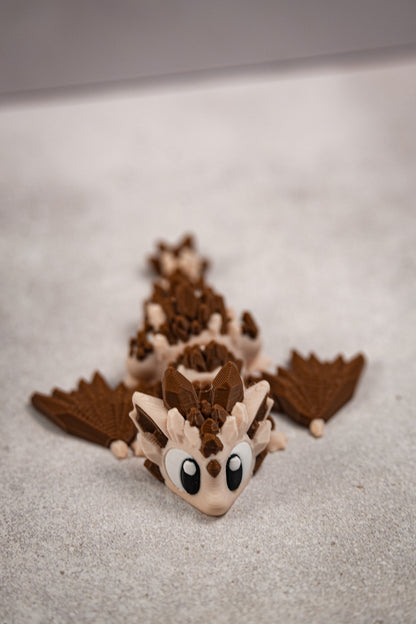 Brown Articulated 3D Printed Fantasy Dragon & Egg