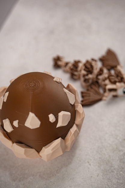 Brown Articulated 3D Printed Fantasy Dragon & Egg