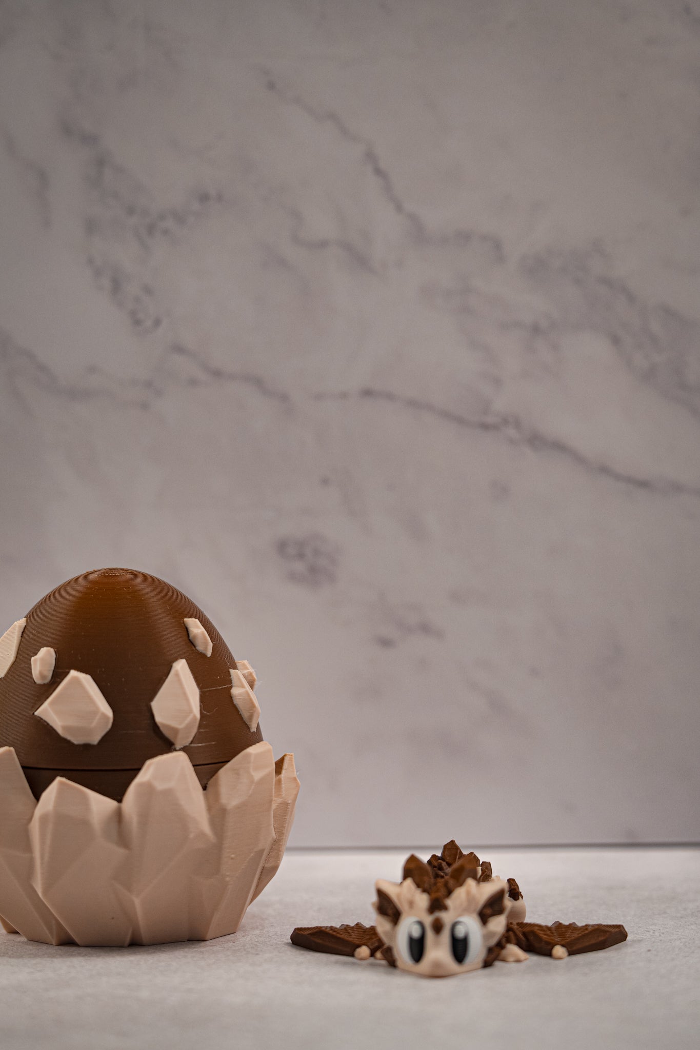 Brown Articulated 3D Printed Fantasy Dragon & Egg