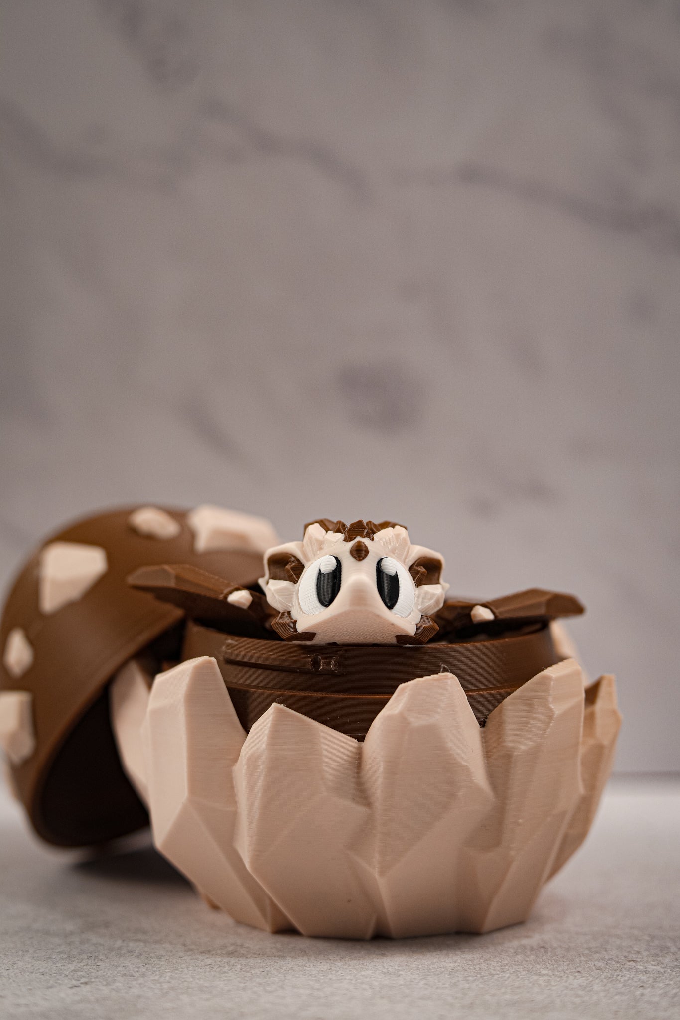 Brown Articulated 3D Printed Fantasy Dragon & Egg