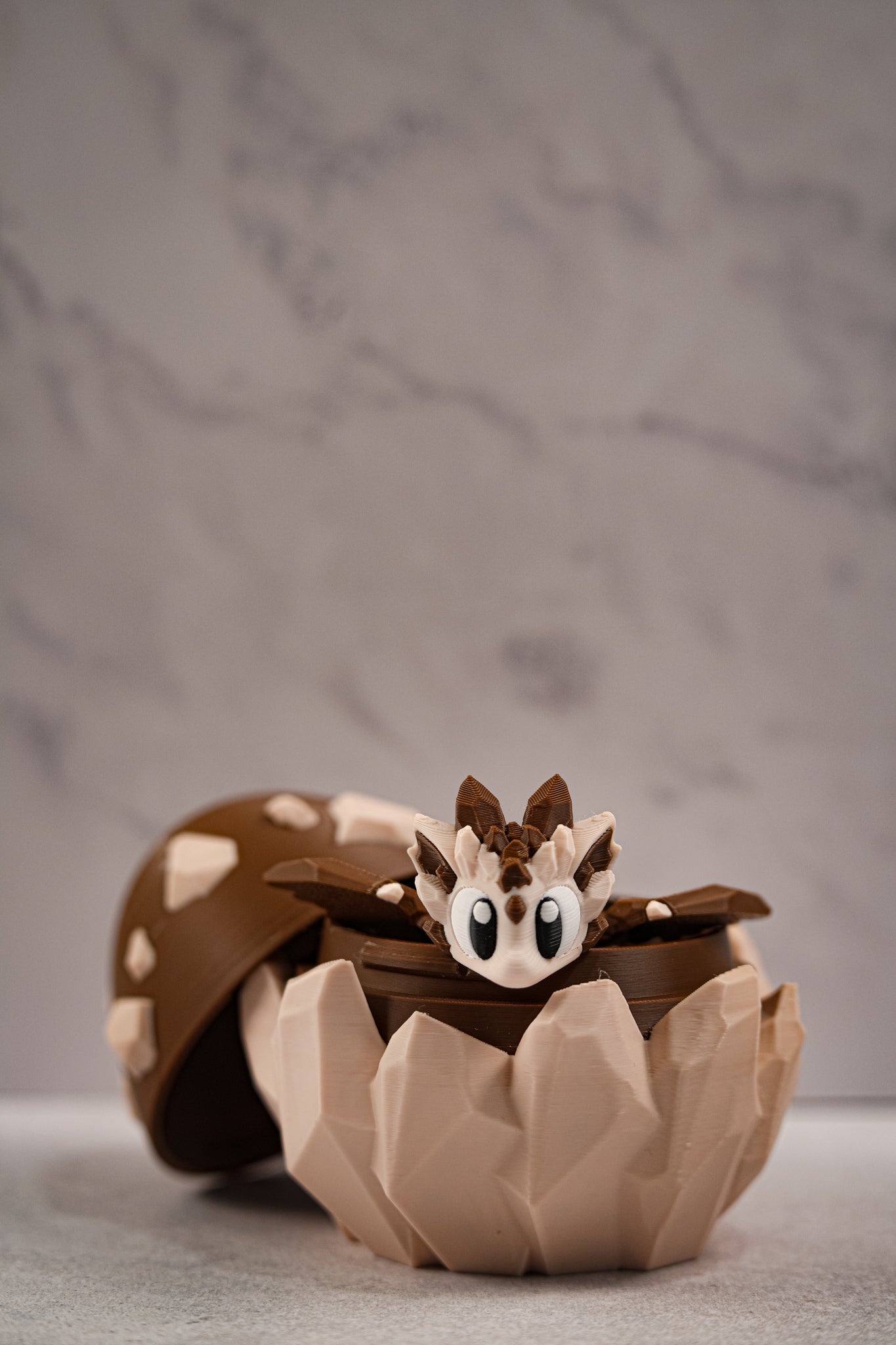 Brown Articulated 3D Printed Fantasy Dragon & Egg