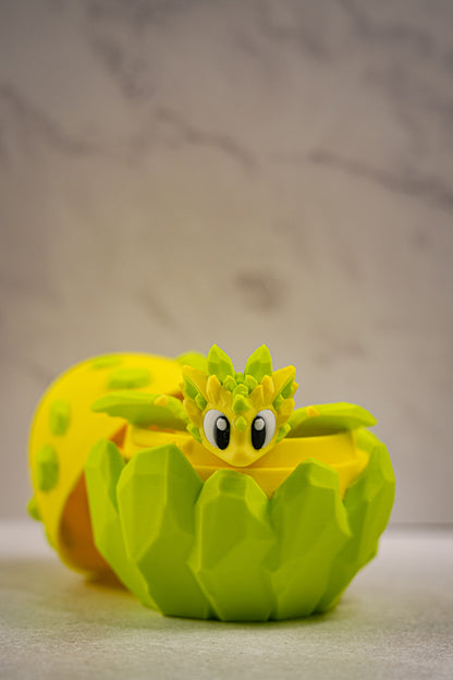 Crystal Baby Dragon & Egg – Articulated 3D Printed Fantasy Hatchling
