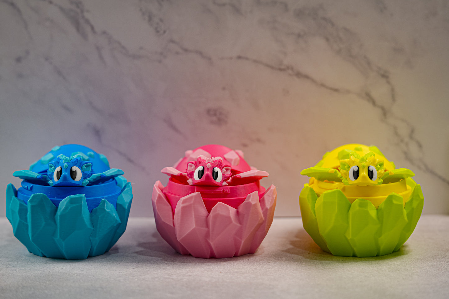 Crystal Baby Dragon & Egg – Articulated 3D Printed Fantasy Hatchling