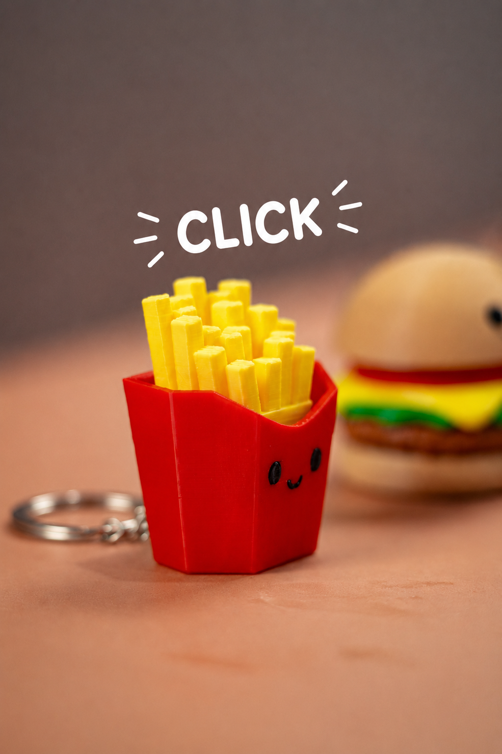 Cute Fast Food Clickers Keychain Set
